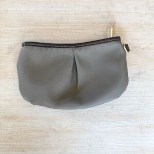 M.Z. Wallace Taupe nylon cosmetic bag
